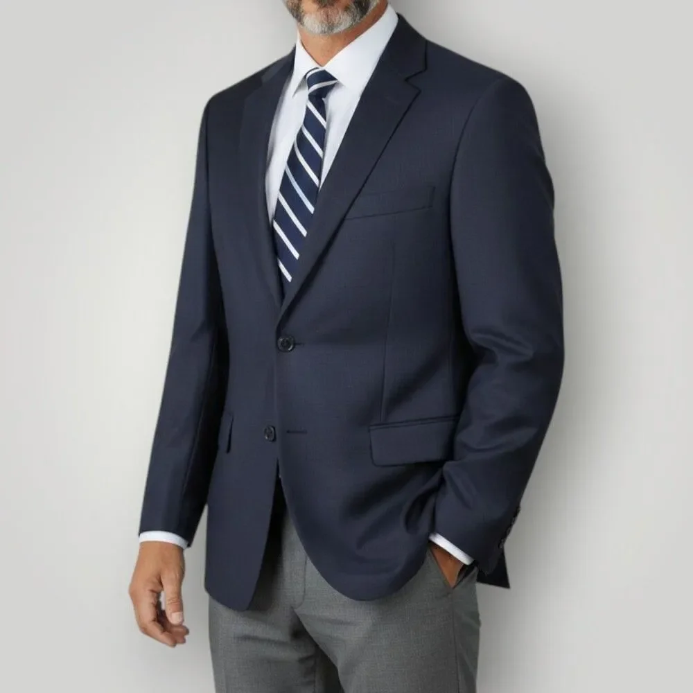 TOMMY HILFIGER Mens Blazer 42R Sport Coat 2-Button Jacket Navy WOOL Blend